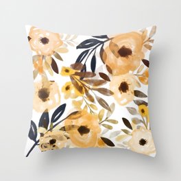 Orange Watercolor Floral  Throw Pillow