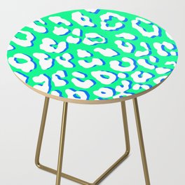 White Leopard Print Green Blue Side Table
