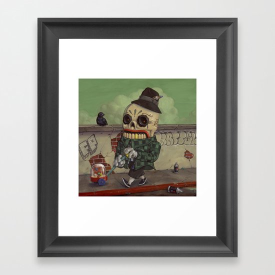 Kicking It Old School. Framed Art Print