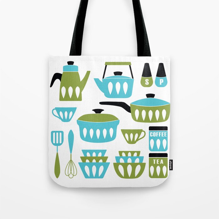 My Midcentury Modern Kitchen In Aqua And Avocado Tote Bag
