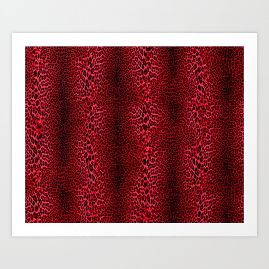 Red Leopard Pattern V1 Art Print