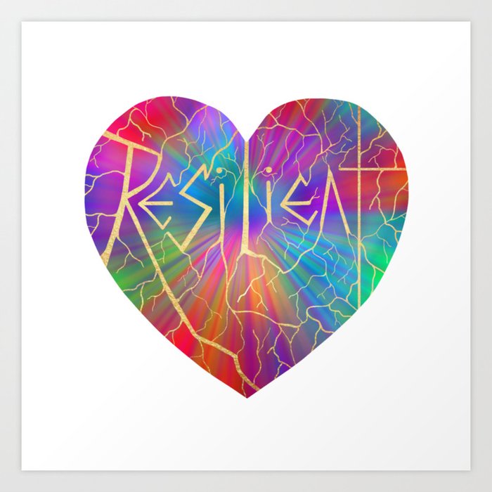 Resilient Rainbow Kintsugi Heart  Art Print