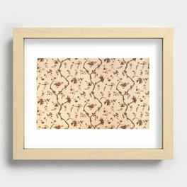 Vintage wallpaper with branches and flowers faded and bleached by sunlight Recessed Framed Print
