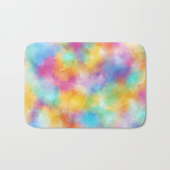 Watercolor Rainbow Abstract Art Bath Mat