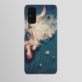 Dreamland and flowers in lily pond; female in white gown floating magical realism fantasy female portrait color photograph / photography Android Case