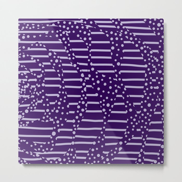 Spots and Stripes 2 - Purple Metal Print