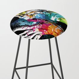 Festival Holi poster with a hands and bright paint on black background. illustration. Bar Stool