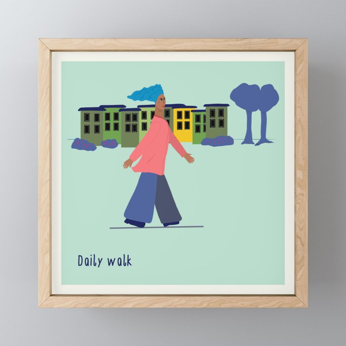 Daily Walk Framed Mini Art Print | Graphic-design, Digital