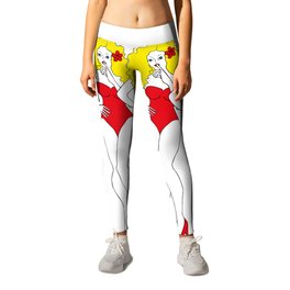 blonde girls Leggings | Red, Pinup, Yellow, Shoes, Popart, Flower, Blondes, Graphicdesign, Vintage, Girls 