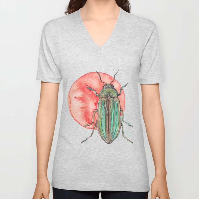 Iridescent Beetle V Neck T Shirt