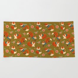 Cozy Foxes Pattern (light colour) Beach Towel