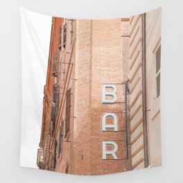 Bar Sign in Rome Photo Art Print | City Streets in Italy Travel Photography Wall Tapestry