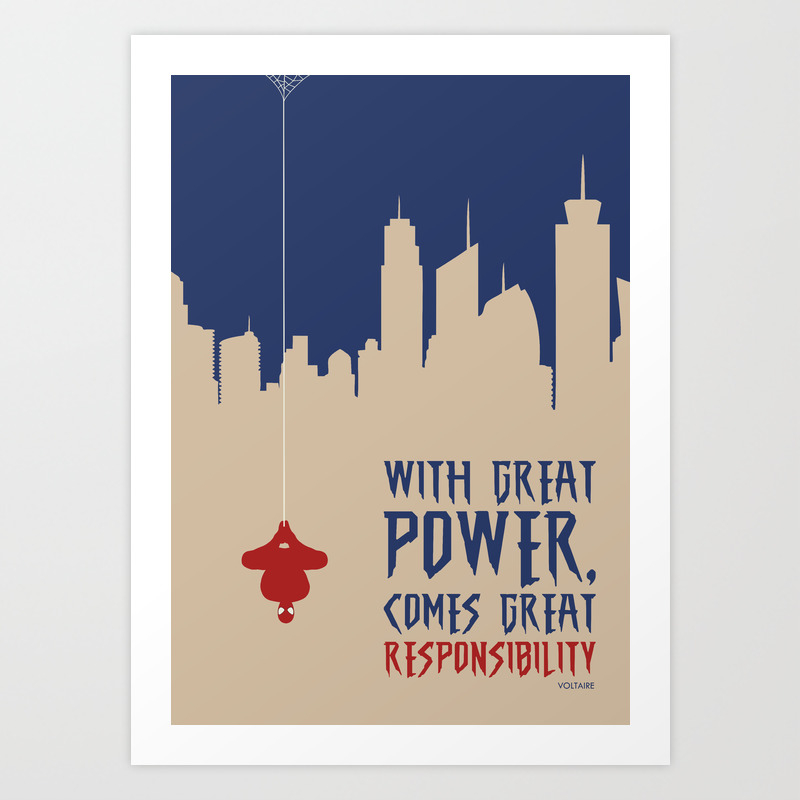 Lab No 4 Great Power Comes Great Responsibility Voltaire Quotes Poster Art Print By Labno4 Society6