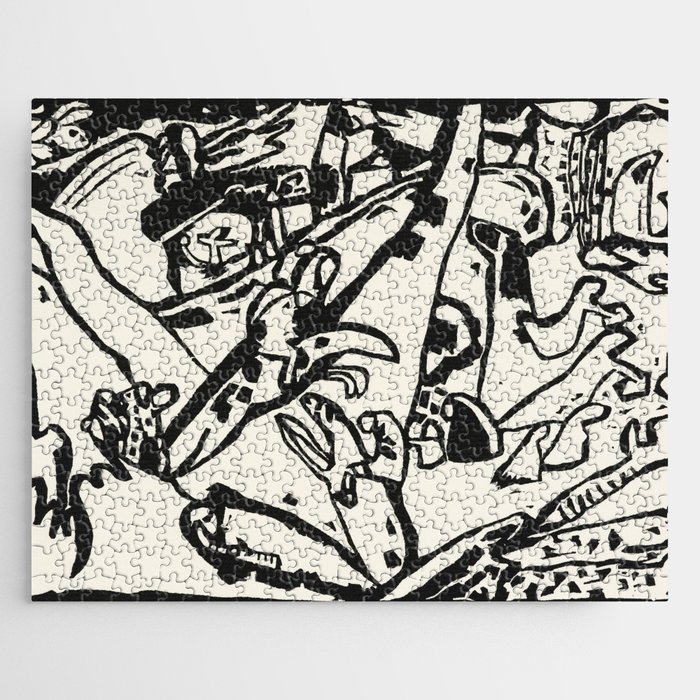 Black and White Kandinsky Painting - Composition 2 Jigsaw Puzzle