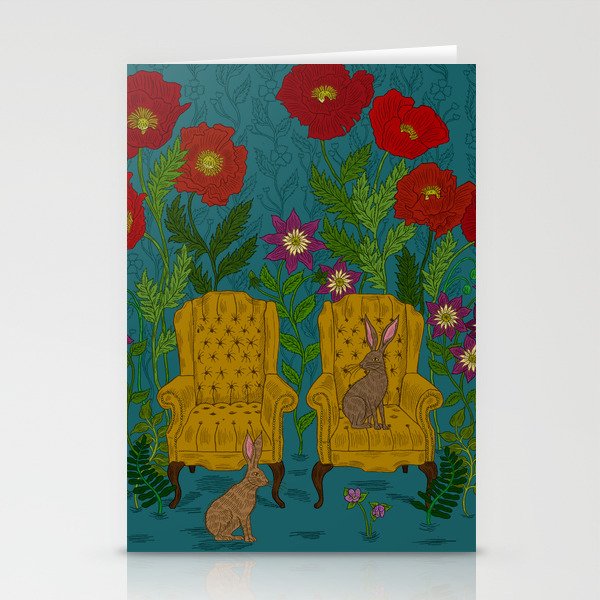 Rabbits in Chairs Stationery Cards