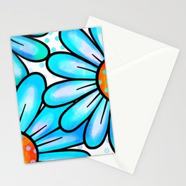 Watercolor Doodle Daisy Flower Pattern 11 Stationery Card