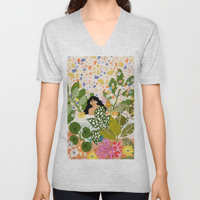 Bathing with Plants V Neck T Shirt