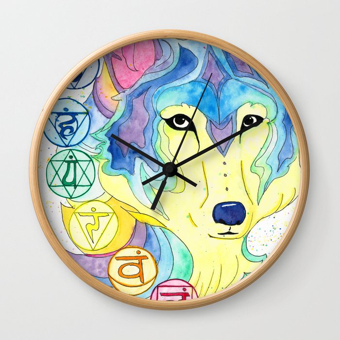 Chakra Wolf Wall Clock