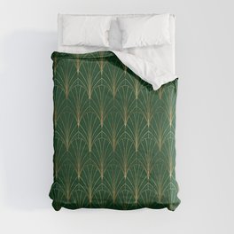 Art Deco Waterfalls // Emerald Green Comforter