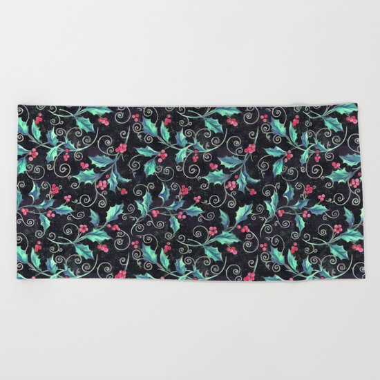 Colorful Christmas pattern Beach Towel