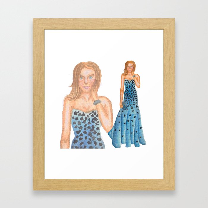 Karlie in Strapless Blue Mermaid Gown Framed Art Print