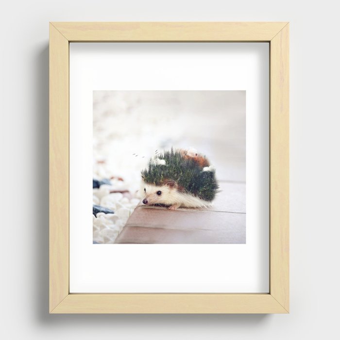 Cute hedgehog in the wood - ART PRINT Recessed Framed Print