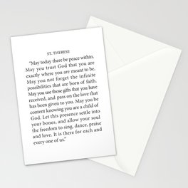 St. Therese Quote, May Today There be Peace, Stationery Card