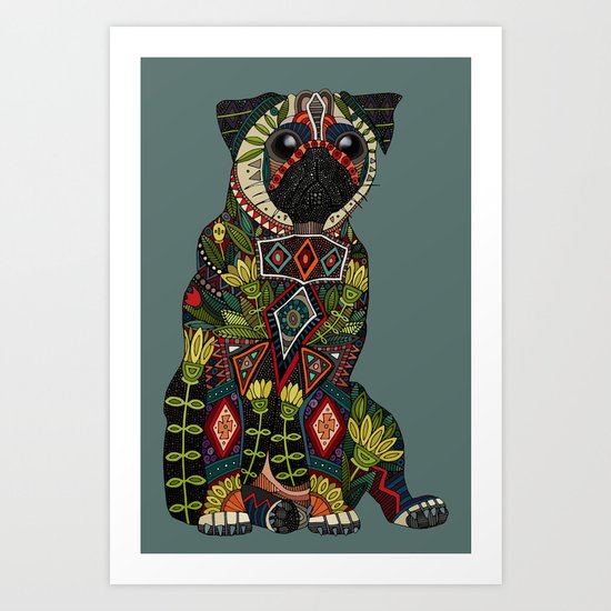 pug love juniper Art Print
