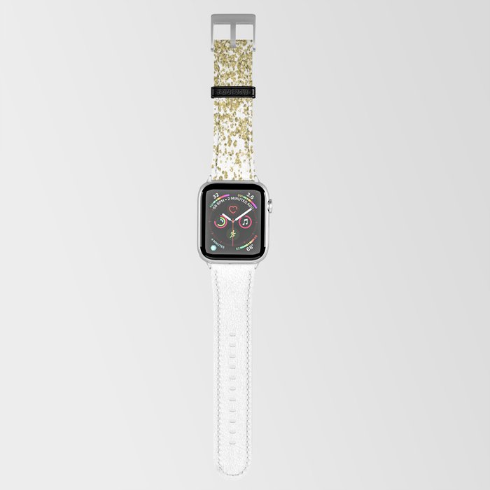 Sparkling gold glitter confetti on simple white background - Pattern Apple Watch Band