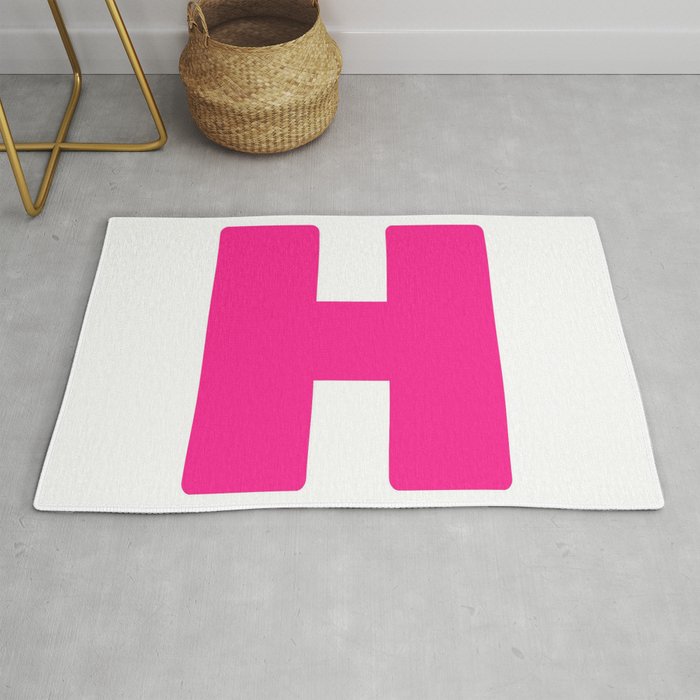 H (Dark Pink & White Letter) Rug
