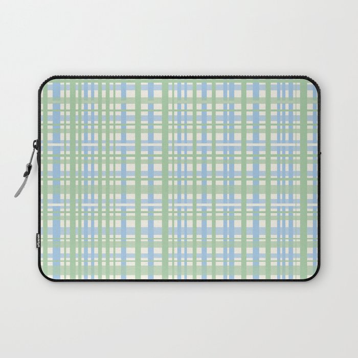 Spring Plaid Pattern in Light Green, Baby Blue, and Cream Laptop Sleeve