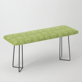 Light Green and White Gems Pattern Bench