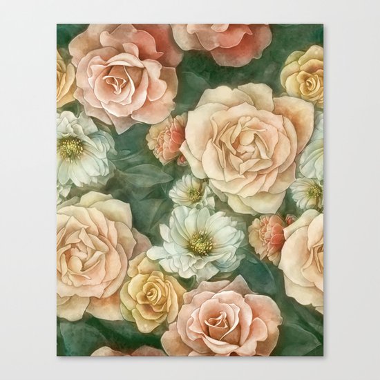 Floral rose pattern Canvas Print