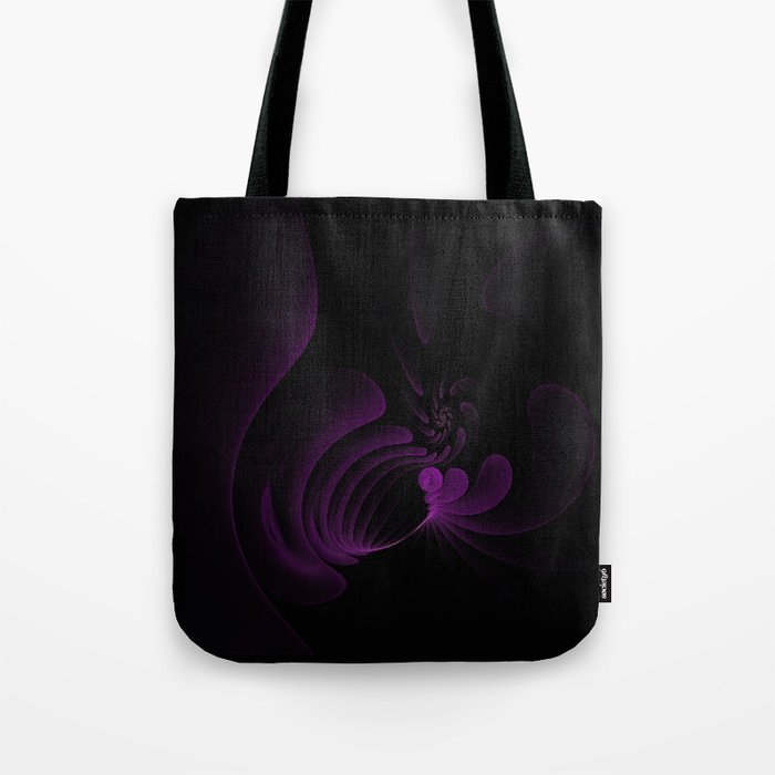 Purple Swirls on Black Tote Bag