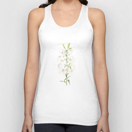white lily branch watercolor and ink Unisex Tank Top
