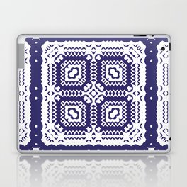 Decorative color ceramic azulejo tiles. Vintage seamless pattern watercolor. Modern design. Blue folk ethnic ornament.  Laptop Skin
