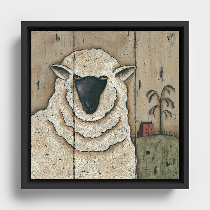 White Sheep by Donna Atkins Framed Canvas