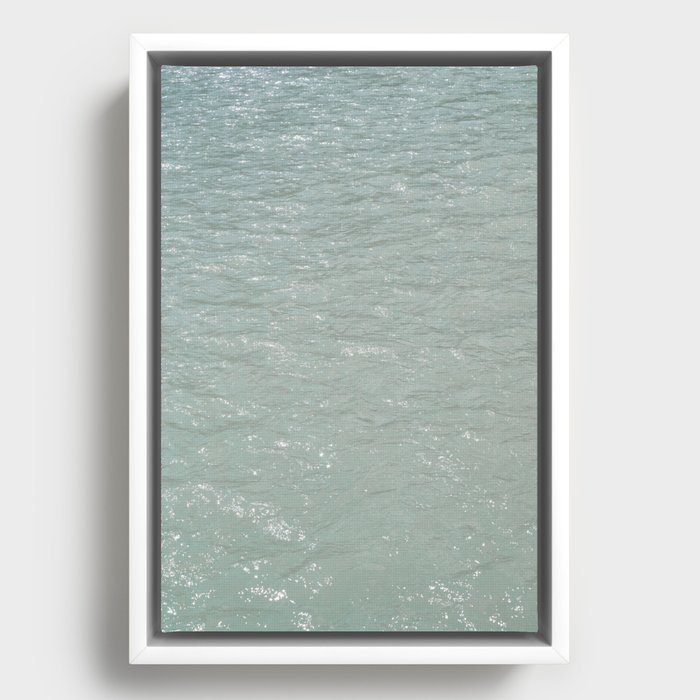 Sparkling summer sea art print - blue coastal waves - nature and travel photography Framed Canvas