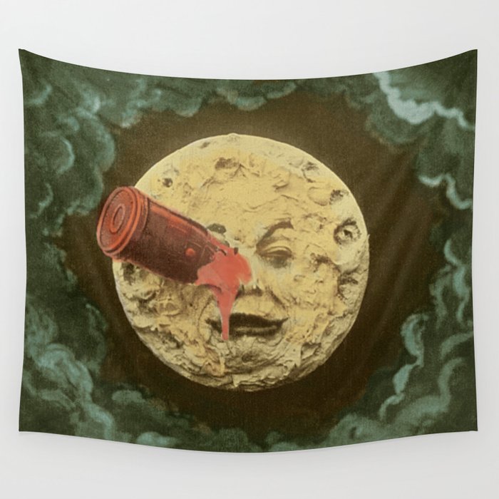 The Man in the Moon from 'A Trip to the Moon' 1902 Colorized  Wall Tapestry