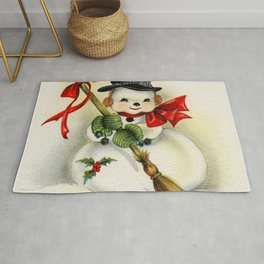 Snowman 001 Rug | Vintage, Lovely, Decoration, Retro, Cute, Winter, Unique, Christmas, Snowman, Holidays 