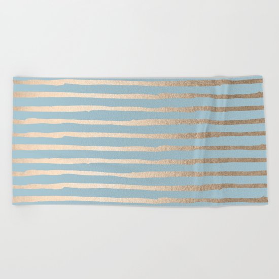 Abstract Stripes Gold Tropical Ocean Sea Blue Beach Towel