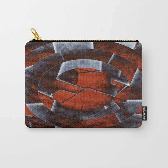 Concentric Rust - Abstract, geometric, tectured art in rustic brown, black and white Carry-All Pouch