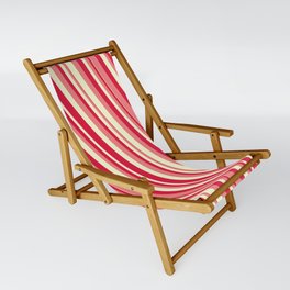 [ Thumbnail: Crimson, Light Coral & Light Yellow Colored Lines Pattern Sling Chair ]