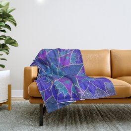 Lotus 2 - blue and purple Throw Blanket