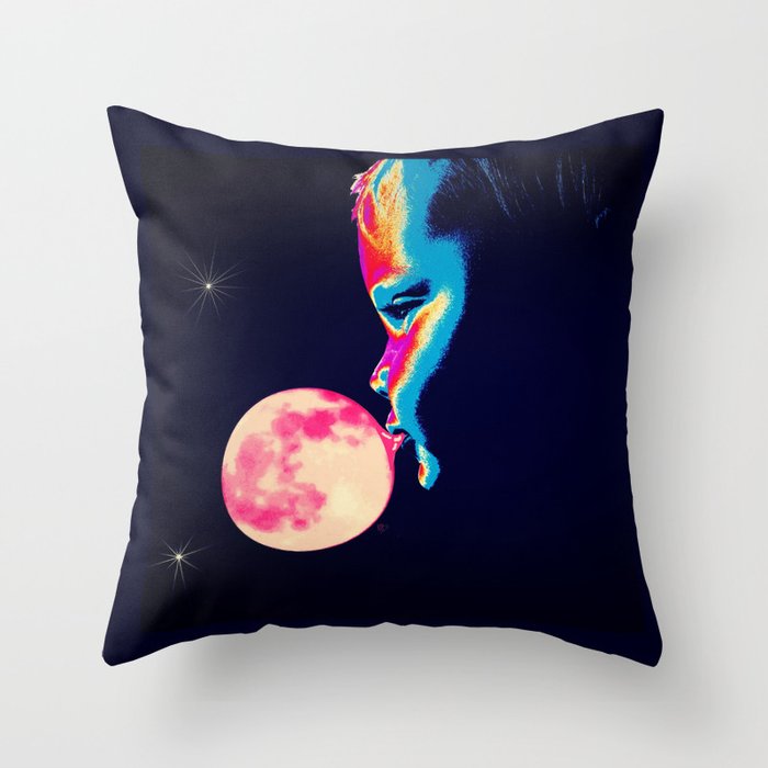 Bubblegum Moon Throw Pillow
