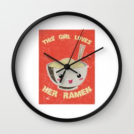This Girl Loves Her Ramen Japanese Noodles Lover Vintage Retro Wall Clock