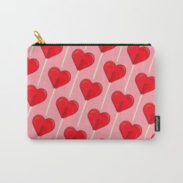 Heart Lollipop - Pink Carry-All Pouch | Valentines, Lollipop, Kitsch, Pattern, Candy, Valentine, Red, Love, Vintage, Painting 