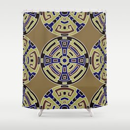 Semless background. Trendy color ethnic background with folk motifs. Seamless color background with ethnic motifs. Vintage texture.  Shower Curtain