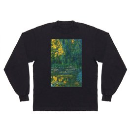 Water Lily Pond and Weeping Willow, Art Print Long Sleeve T-shirt