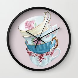 Lean on Me in Pink | Teacup Painting Wall Clock